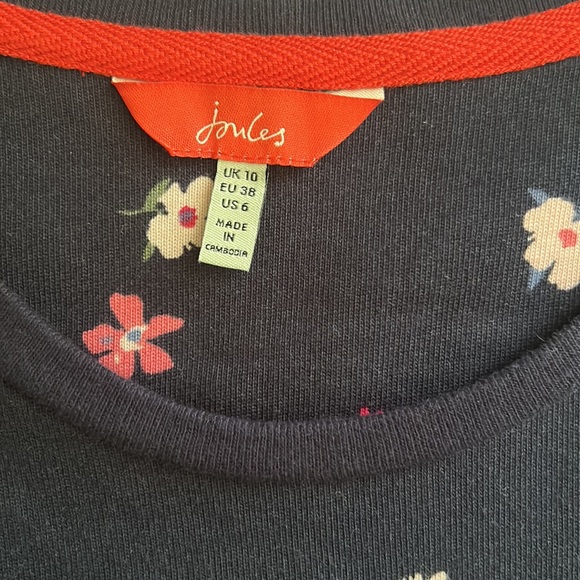 Joules Navy Blue, Long Sleeve, Floral Print Dress, Size 6 - Picture 5 of 7